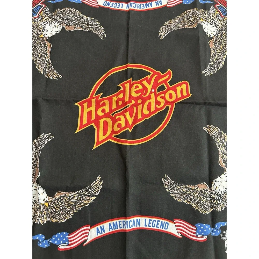 Vintage Harley Davidson Bandana Black Motorcycle Biker Eagle Made In USA